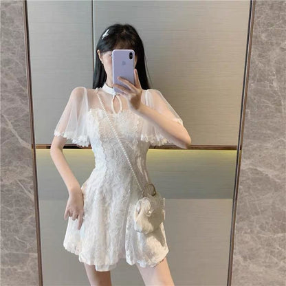 Cute White Elegant Flowers Summer Dress MM1213 - KawaiiMoriStore