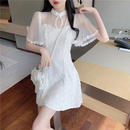 Cute White Elegant Flowers Summer Dress MM1213 - KawaiiMoriStore