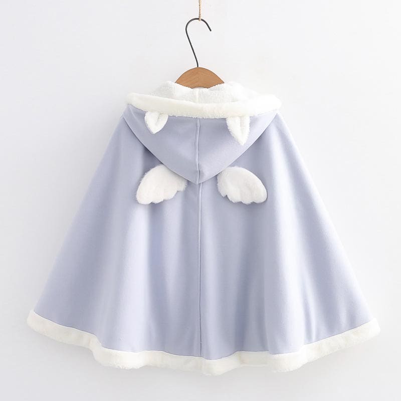 Cute Wings Ears Love Heart Hooded Short Cloak Coat