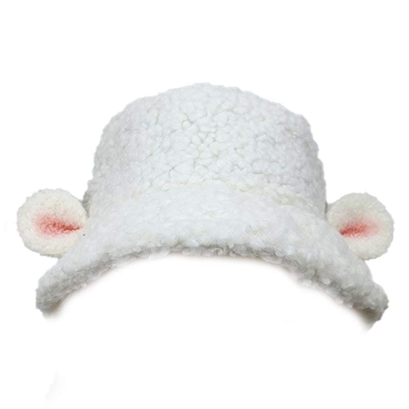 Cute Woolen Lolita Fisherman Hat - White A / M (56-58cm)