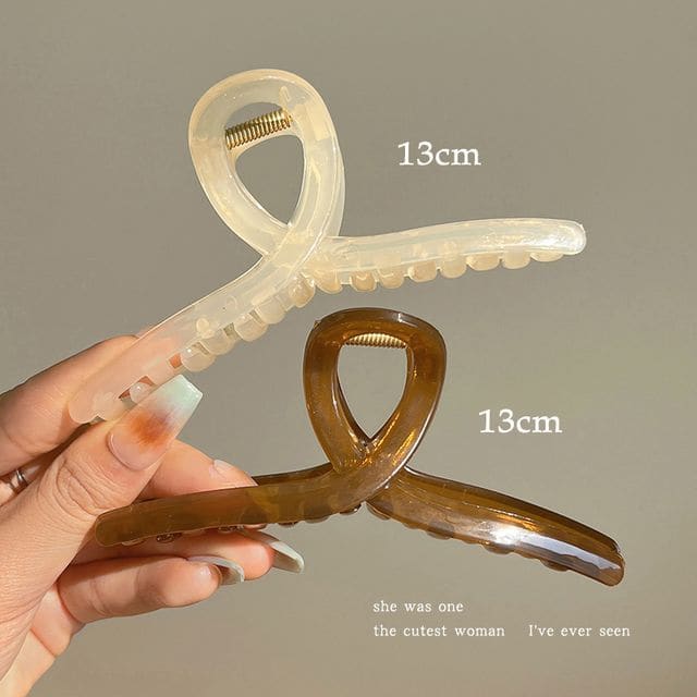 Cutout Hair Claw / Set - 21 - Set of 2 - Off-White & Brown