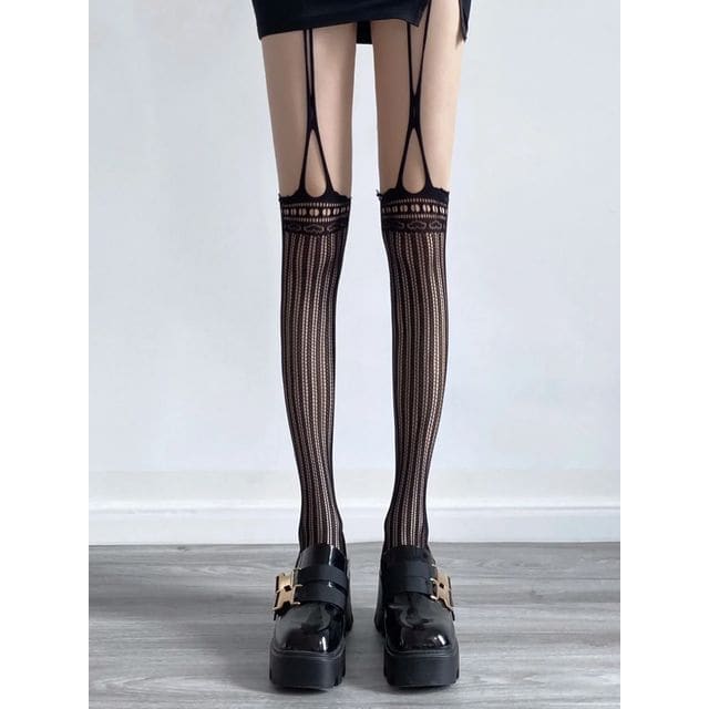 Cutout Stockings - 10 - Black / One Size