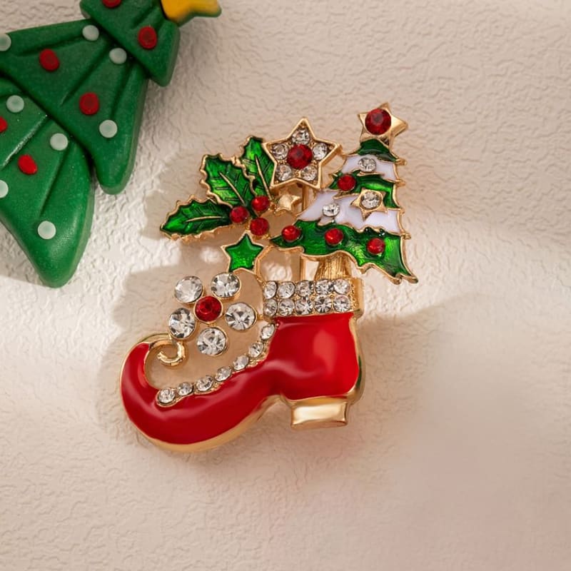 CZ Christmas Alloy Brooch