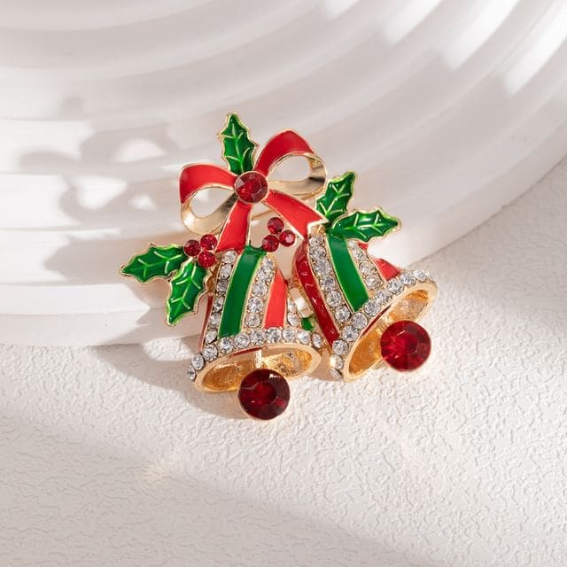 CZ Christmas Alloy Brooch - Z309-8 - Red / One Size