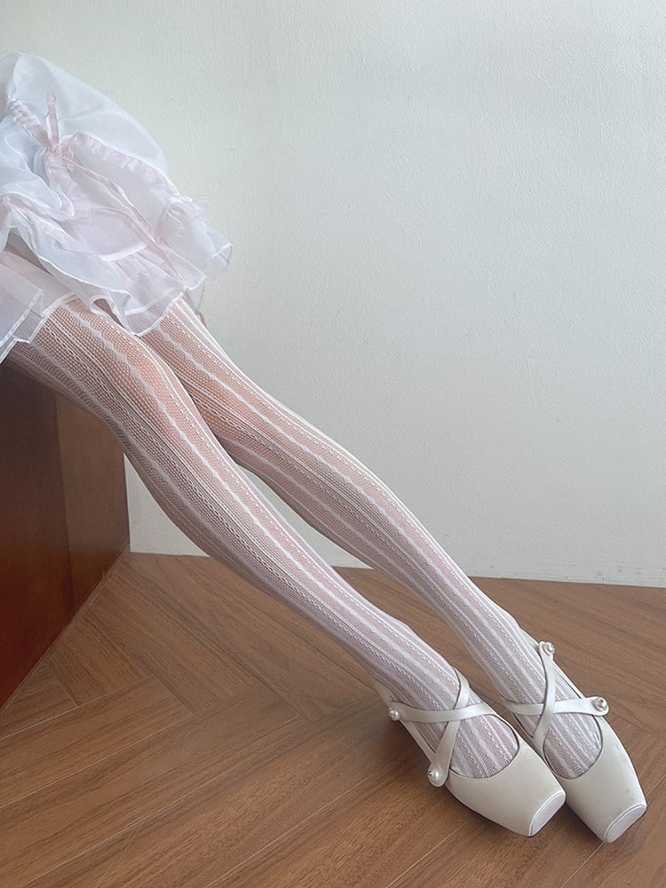 Hollow-out Y2K Tights White