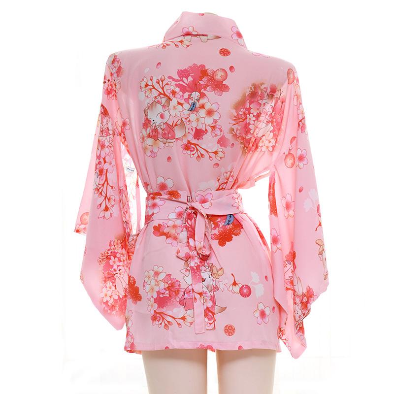 Sakura Floral Vintage Print Kimono Lingerie - Kimono