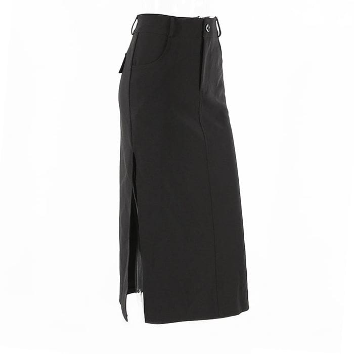 Dark Black Aesthetic Long Skirt - Skirt