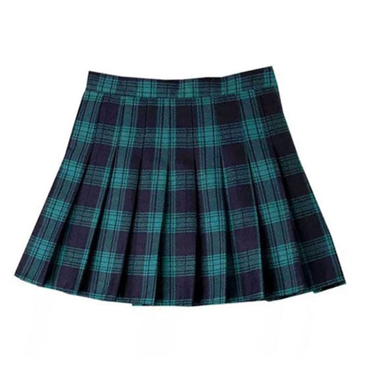 Dark Blue Plaid Skirt - Skirt