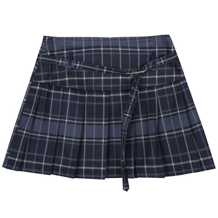 Dark Casual Plaid Skirt - Skirt