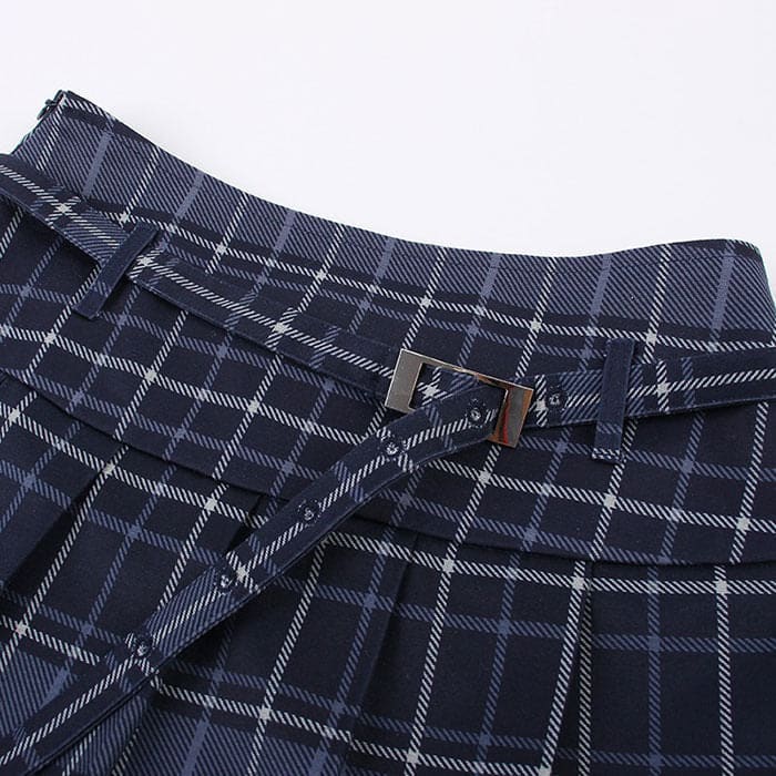 Dark Casual Plaid Skirt - Skirt