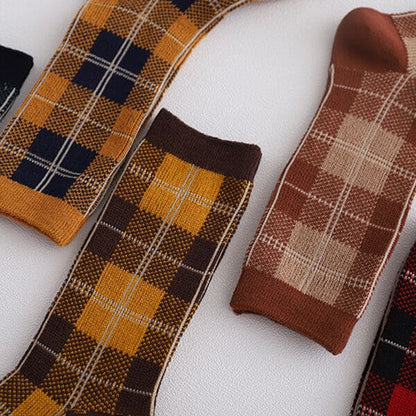 Dark Vintage Plaid Socks - Socks