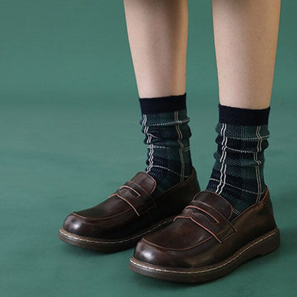 Dark Vintage Plaid Socks - Socks