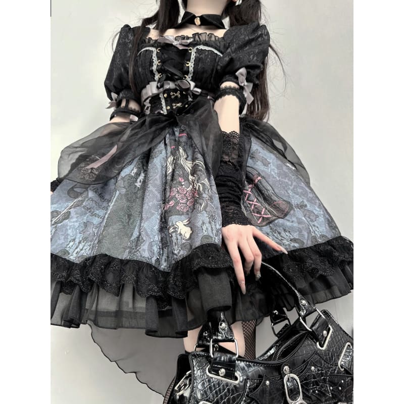 Deep In Roses Sweet Princess Dark Lolita Dress ON818 - dress