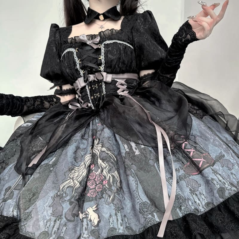 Deep In Roses Sweet Princess Dark Lolita Dress ON818 - dress