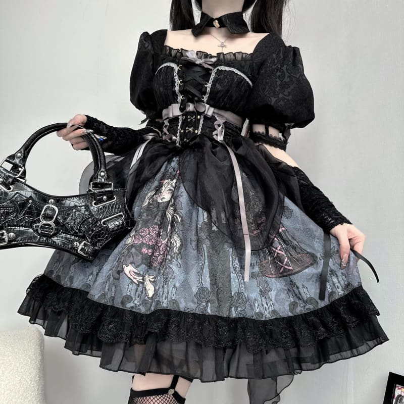 Deep In Roses Sweet Princess Dark Lolita Dress ON818 - dress