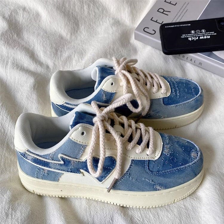 Denim Heart Aesthetic Sneakers - Sneakers