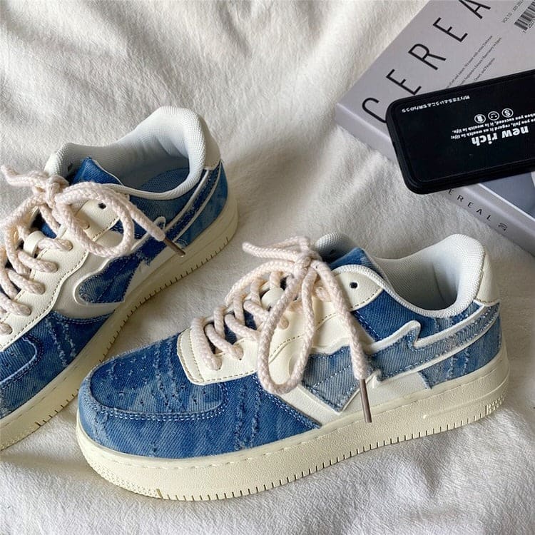 Denim Heart Aesthetic Sneakers - Sneakers