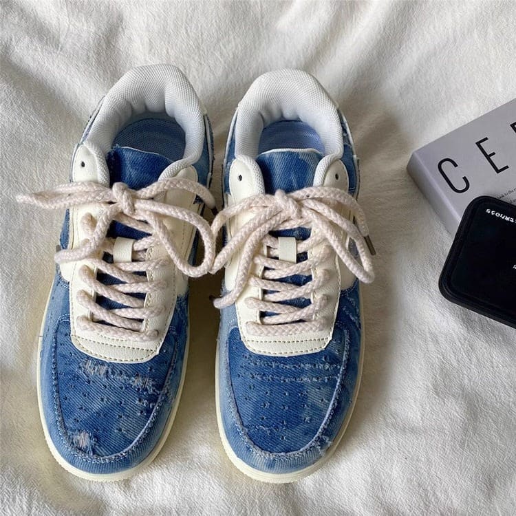 Denim Heart Aesthetic Sneakers - Sneakers