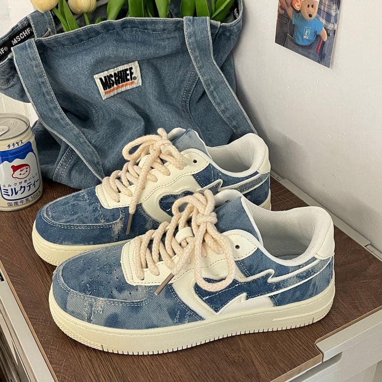 Denim Heart Aesthetic Sneakers - Sneakers