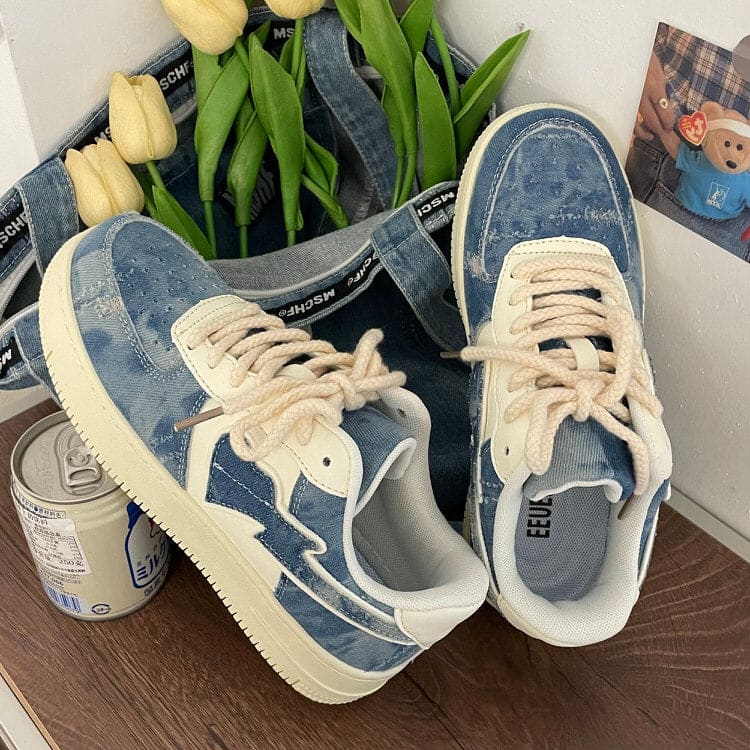 Denim Heart Aesthetic Sneakers - Sneakers