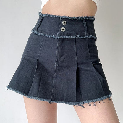 Denim Pleated Skirt - Skirt