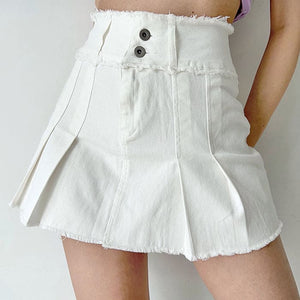 Denim Pleated Skirt - Skirt