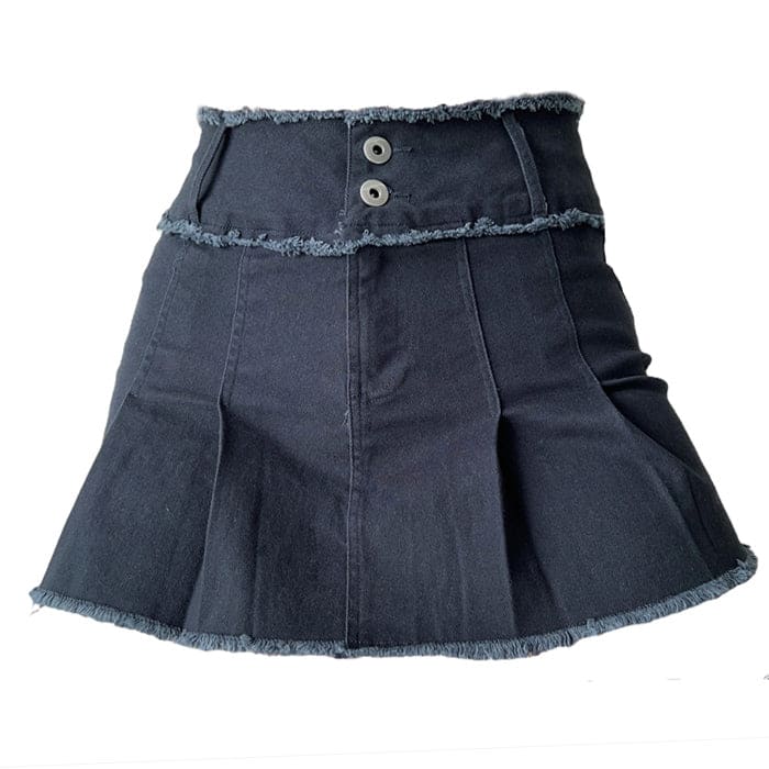 Denim Pleated Skirt - Skirt