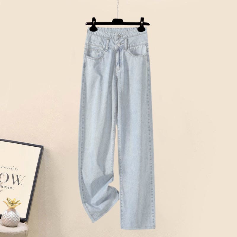 Denim Top Casual Pocketed Cargo Pants