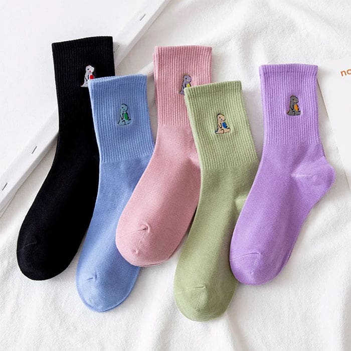 Dino Embroidery Socks - Socks