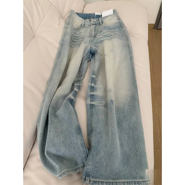 Distressed Washed Wide Leg Jeans (Various Designs) - Tall