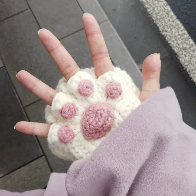 Kawaii Aesthetic Y2K Cute Fairy DIY Knitted Cat Paw Gloves MK Kawaii Store