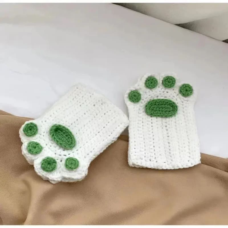 Kawaii Aesthetic Y2K Cute Fairy DIY Knitted Cat Paw Gloves MK Kawaii Store