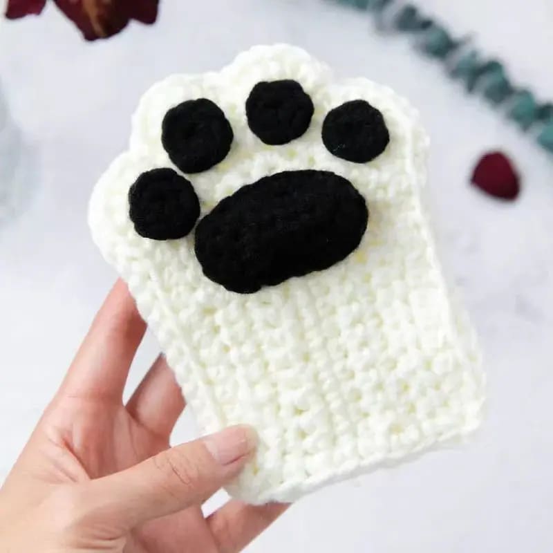 Kawaii Aesthetic Y2K Cute Fairy DIY Knitted Cat Paw Gloves MK Kawaii Store