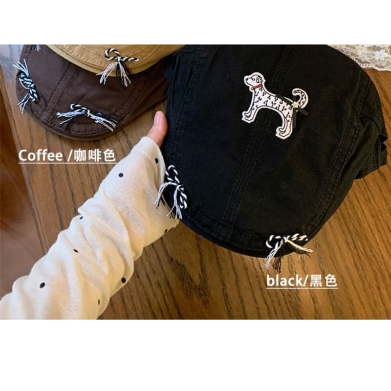 Dog Applique Flat Cap