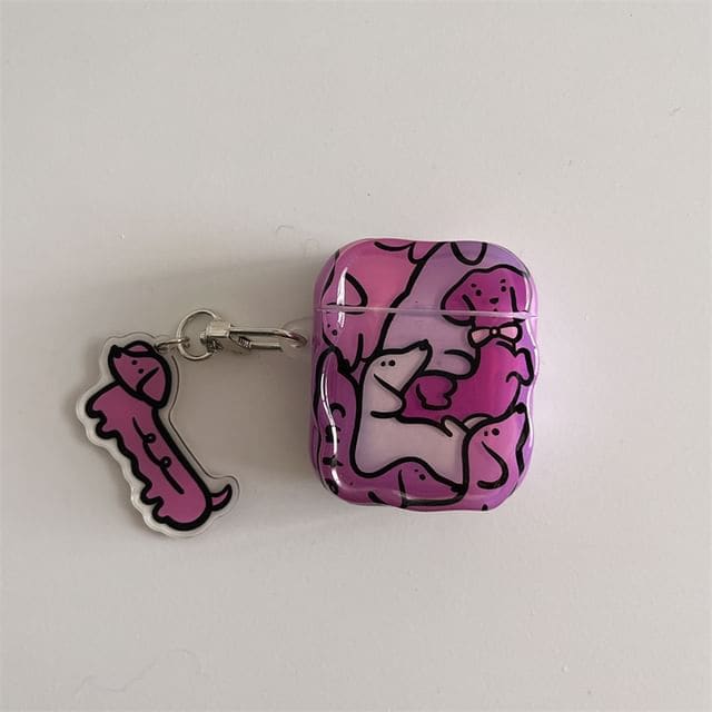 Dog Charm AirPods / Pro Earphone Case Skin - With Purple