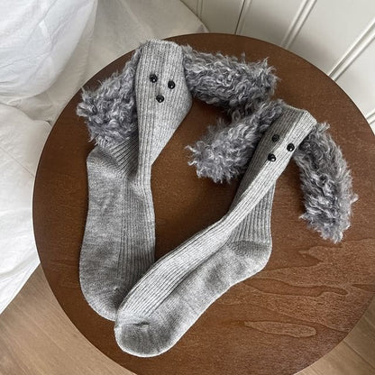 Dog Ear Accent Socks - Gray / One Size