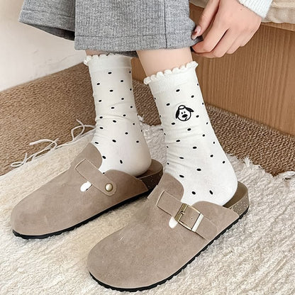 Dog Embroidered Dotted Socks / Set