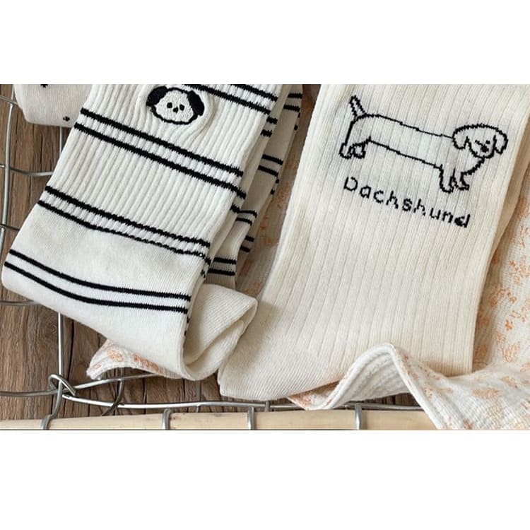 Dog Embroidered Socks Set