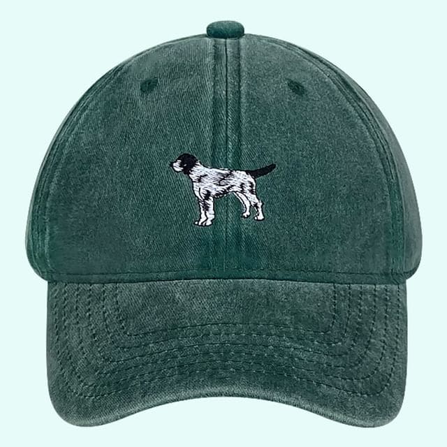 Dog Embroidered Washed Baseball Cap - Washed Green