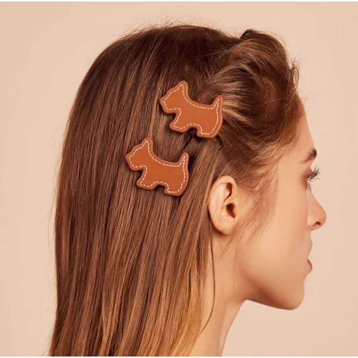 Dog Faux Leather Hair Clip (Various Designs)