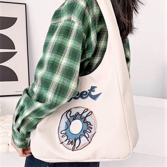 Donut Embroidered Shoulder Bag