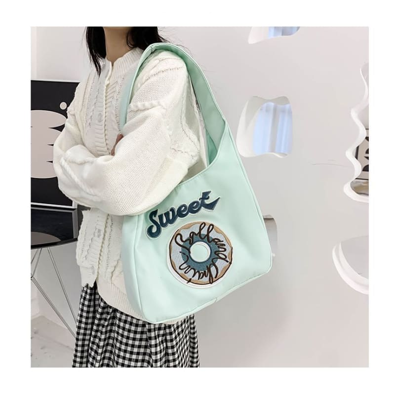 Donut Embroidered Shoulder Bag