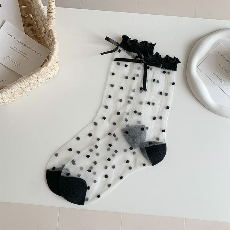 Dotted Bow Sheer Socks