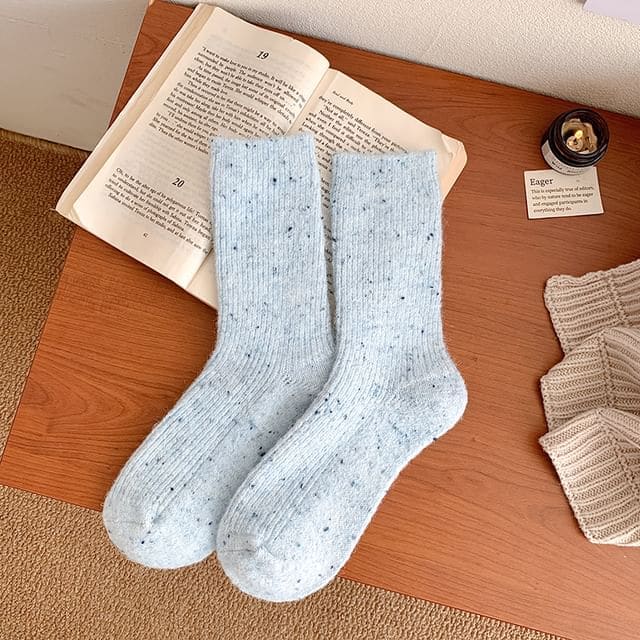 Dotted Ribbed Socks / Set - Set of 2 Pair - Light Blue