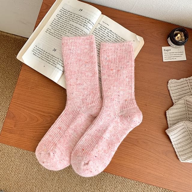 Dotted Ribbed Socks / Set - Set of 2 Pair - Light Pink