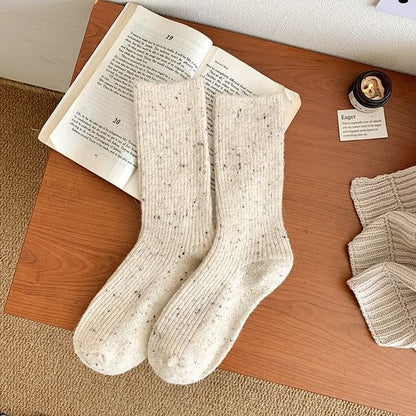 Dotted Ribbed Socks / Set - Set of 2 Pair - Nude / One Size