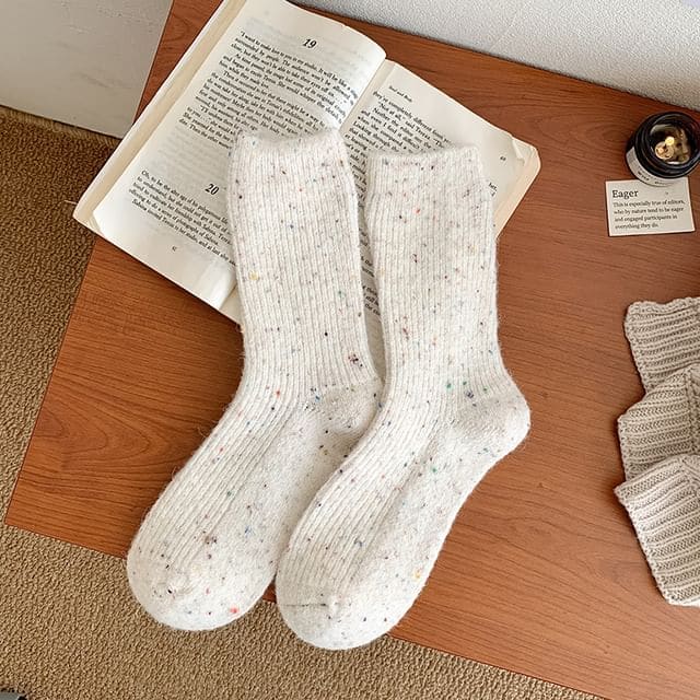 Dotted Ribbed Socks / Set - Set of 2 Pair - Off-White