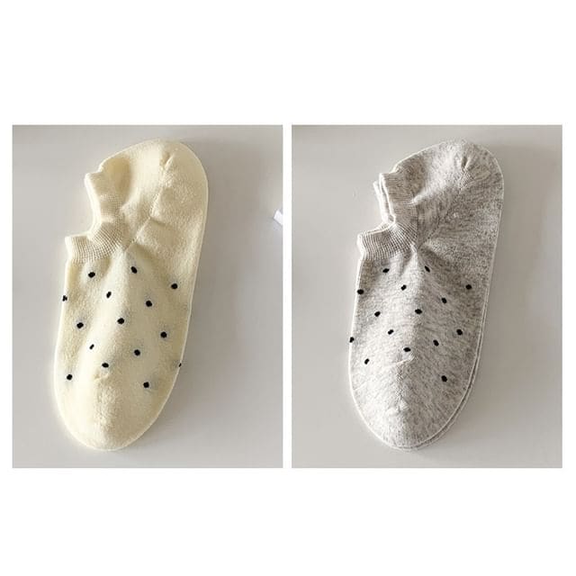 Dotted Socks / Set - Set Of 2 Pairs - Beige & Light Melange