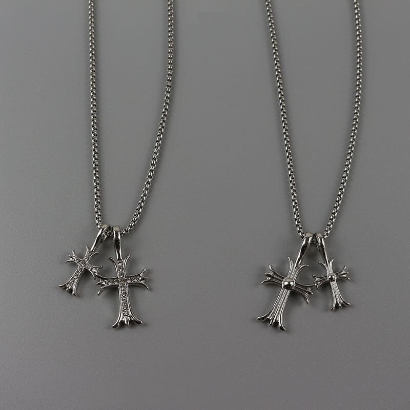 Double Cross Necklace - Necklaces