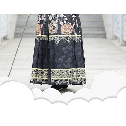 Dragon Embroidered Shirt / Dragon Print Maxi Ma Mian Skirt